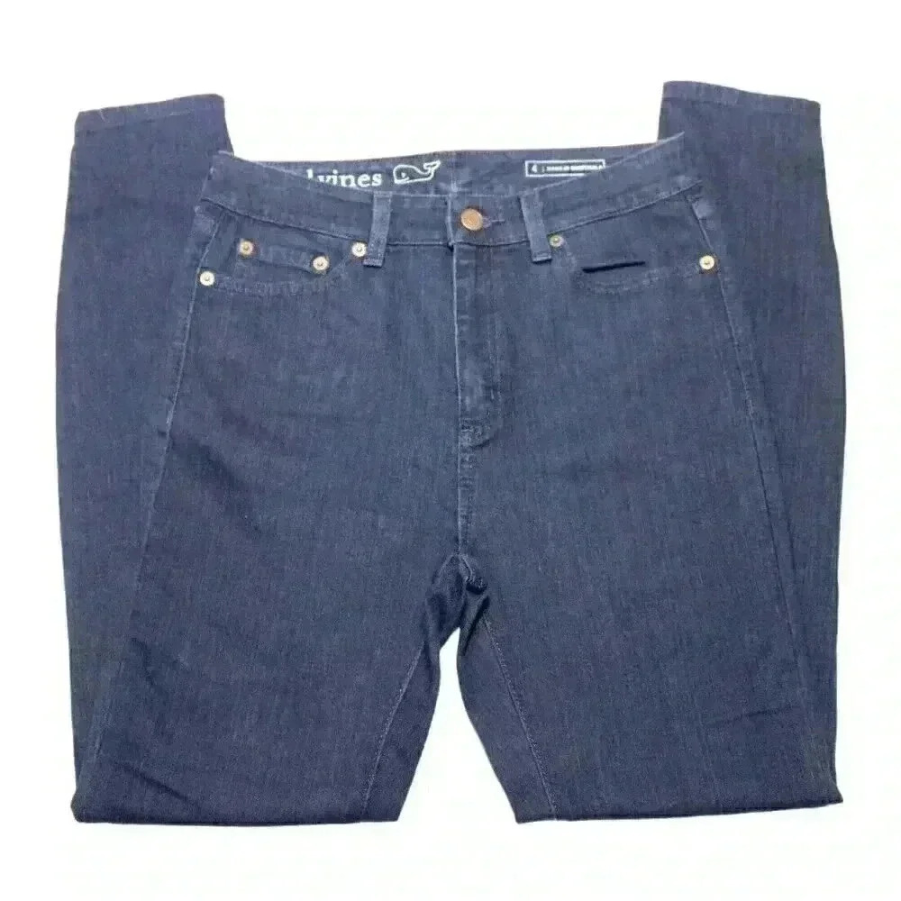 Vineyard Vines Jeans Womens Size 4 Navy Blue High Rise Skinny Stretch Preppy